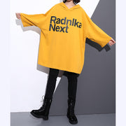 Elegant yellow natural cotton t shirt trendy plus size hooded traveling clothing vintage back side open cotton t shirt