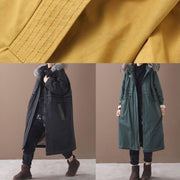 Elegant yellow winter coats casual Jackets & Coats hooded true fur collar overcoat - bagstylebliss