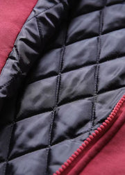 Elegante lässige Winterjacke Patchwork Mäntel roter kurzer Kapuzenmantel