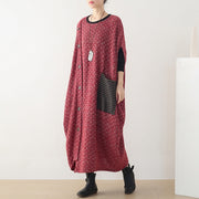 Elegant hooded spring clothes Women pattern burgundy Maxi Dress