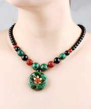 Ethnic Style Short Necklace Versatile Safety Buckle Jade Pendant