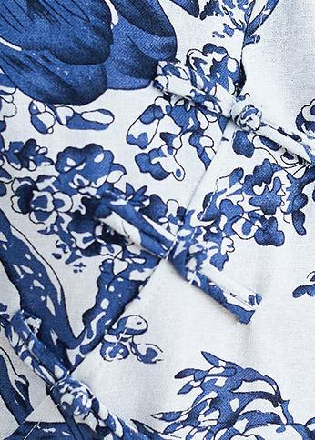 Ethnic blue printed buckle loose dress - bagstylebliss