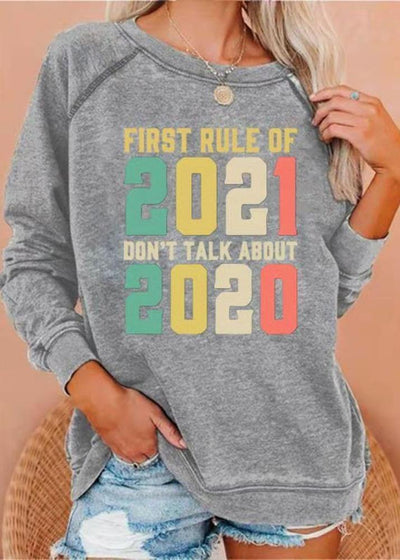 FRIST RULE OF 2021,DON'T TALK ABOUT 2021' Graphic Gray Hoodies - bagstylebliss