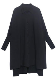 Fashion Black Button Batwing Sleeve Cotton Coat Spring - bagstylebliss