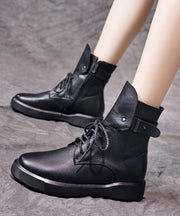 Fashion Black Lace Up Warm Fleece Platform Boots