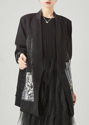 Fashion Black Original Design Patchwork Spandex Coats Spring