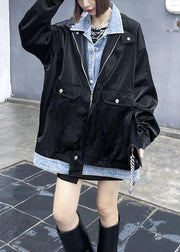 Fashion Black Pockets Patchwork Button Fall Long Sleeve Coat - bagstylebliss