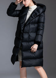 Fashion Black Pockets Warm Regular Winter Duck Down Winter Coats