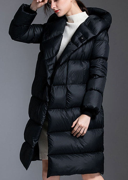 Fashion Black Pockets Warm Regular Winter Duck Down Winter Coats