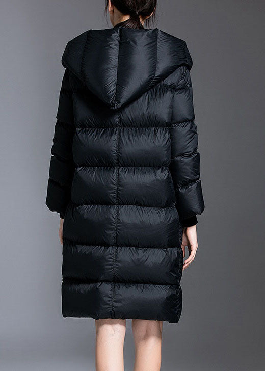 Fashion Black Pockets Warm Regular Winter Duck Down Winter Coats