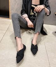 Fashion Black Splicing Pointed Toe Flats Suede Flat Shoes