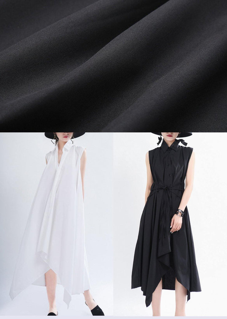Fashion Black asymmetrical design Long Summer Chiffon Dress - bagstylebliss