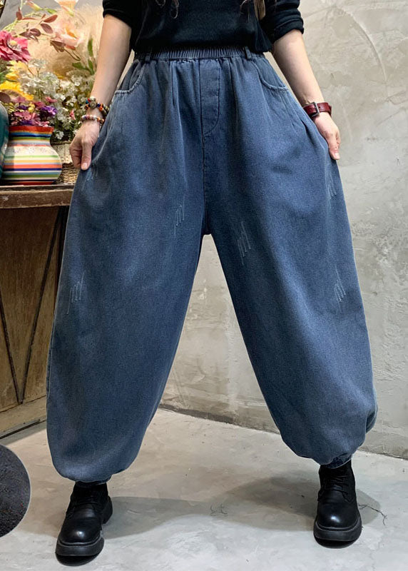 Fashion Blue denim lantern Pants Winter thick