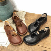 Fashion Chocolate Buckle Strap Loafers For Women Cowhide Leather - bagstylebliss