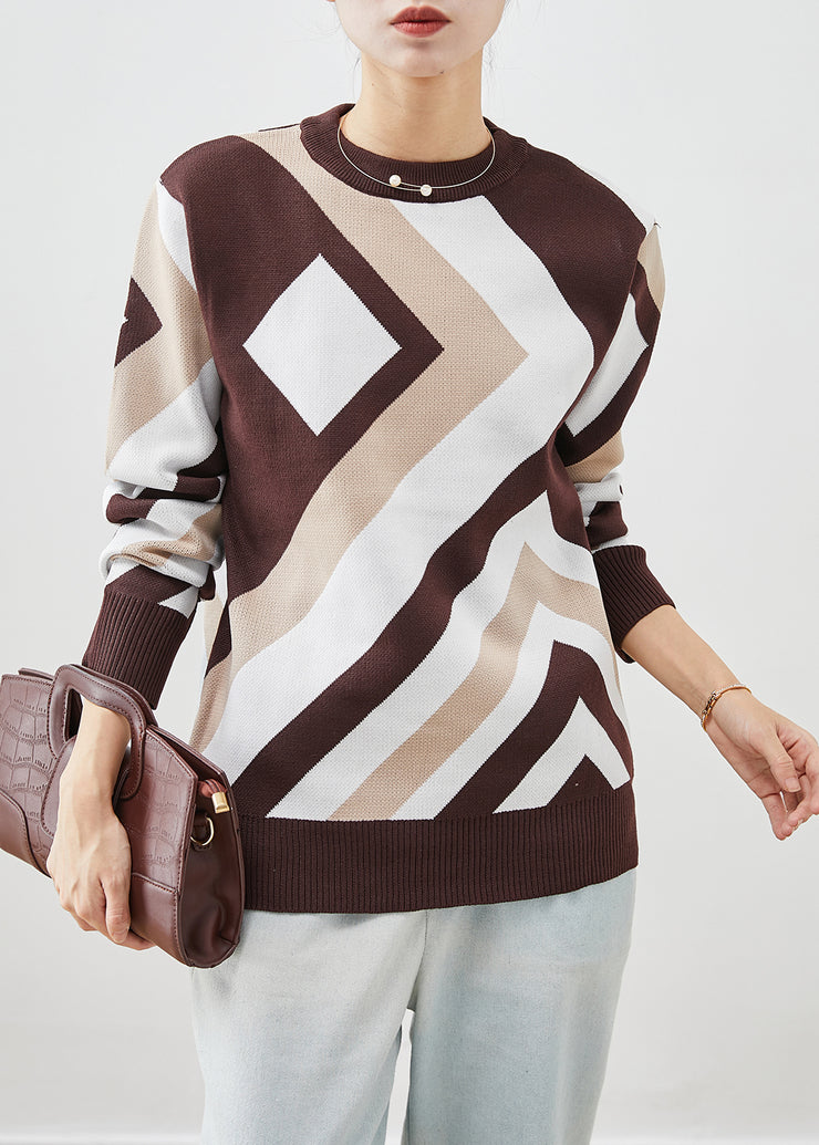 Fashion Chocolate Print Thick Knit Short Sweater Winter