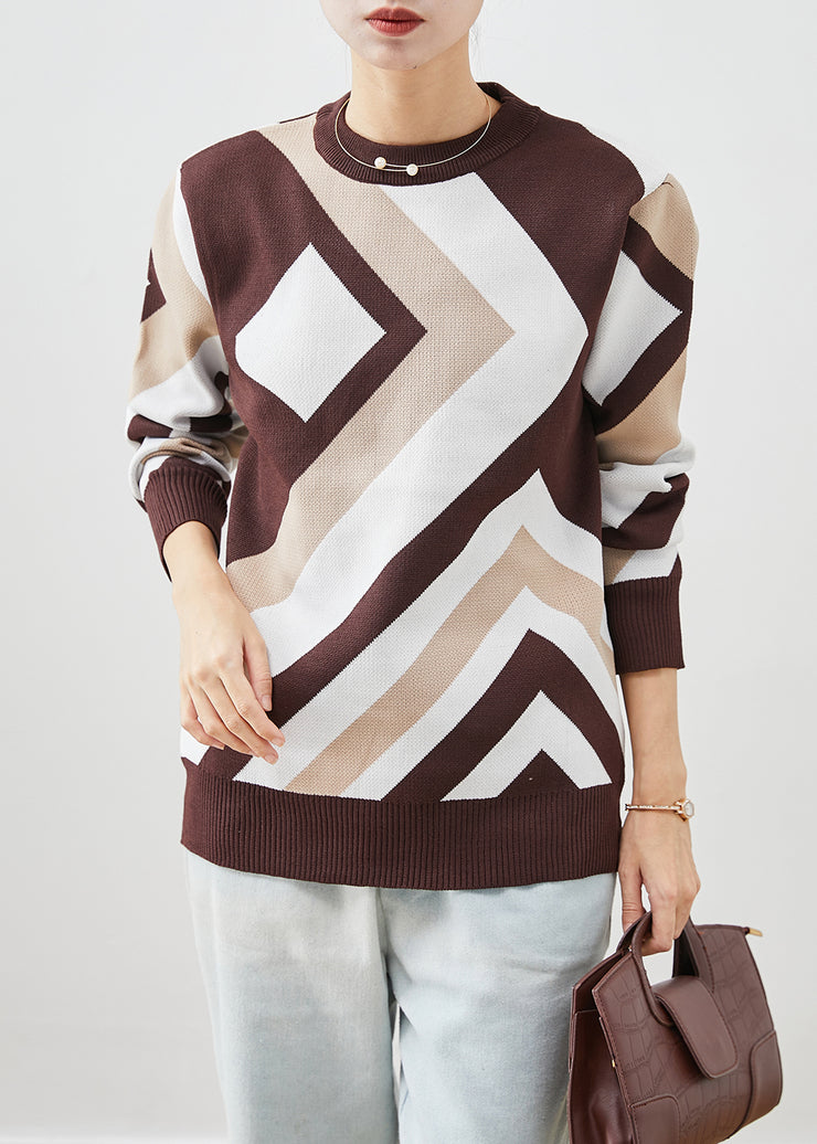 Fashion Chocolate Print Thick Knit Short Sweater Winter