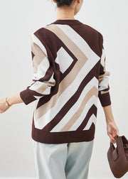 Fashion Chocolate Print Thick Knit Short Sweater Winter