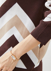 Fashion Chocolate Print Thick Knit Short Sweater Winter