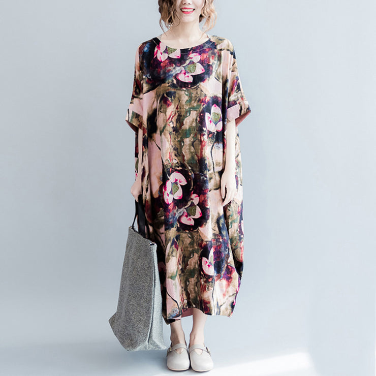 Fashion Flower Print Plus Size Casual Loose Summer Dresses