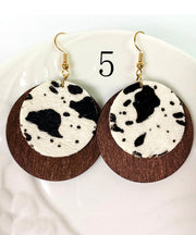 Fashion Genuine Cowhide Hair Leather Layered Design Circular Earrings Ornaments