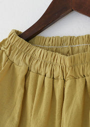 Fashion Ginger Elastic Waist Pockets Linen Harem Pants Summer