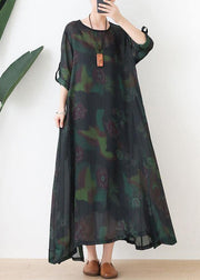 Fashion Green Print Chiffon Pockets Summer Dresses - bagstylebliss