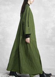 Fashion Green V Neck Pockets Trench Coats And Wide Leg Pants Two Pieces Set Spring