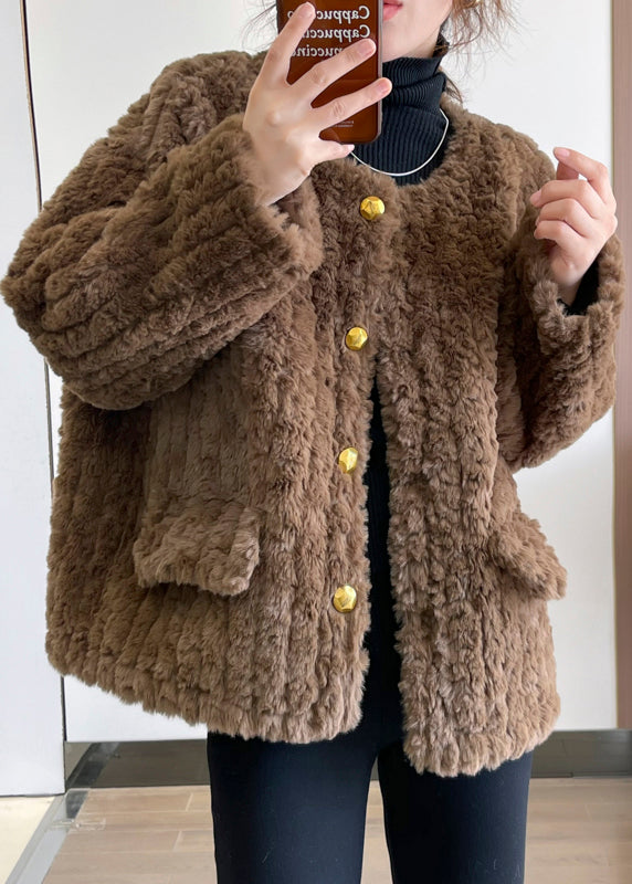 Fashion Khaki Thick Faux Fur Teddy Coat Winter