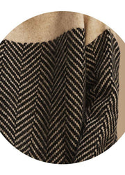 Mode Khaki Rollkragen Patchwork Strickpullover Winter