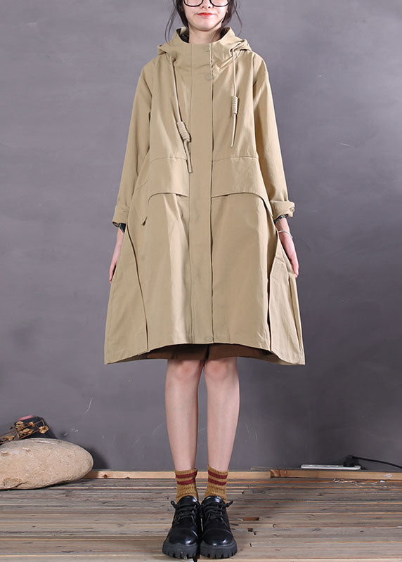 Fashion Khaki Zip Up Pockets Cotton trench coats Spring