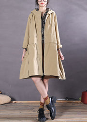 Fashion Khaki Zip Up Pockets Cotton trench coats Spring