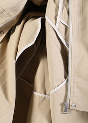 Fashion Khaki Zip Up Pockets Cotton trench coats Spring