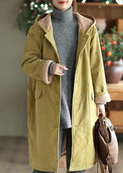 Fashion Light Green Oversized Fleece Wool Lined Coat Outwear Winter