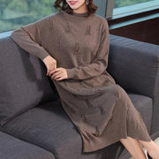 Fashion Loose Pure Color Knitted Dresses Women Casual Clothes