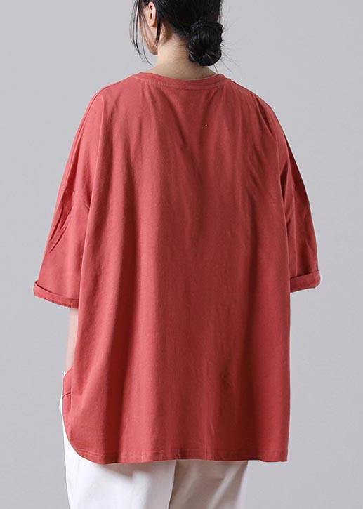 Fashion Orange Casual Button Cotton Summer T-Shirt - bagstylebliss