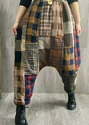 Fashion Plaid Patchwork dicke Leinenhose Winter