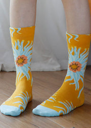 Fashion Plant Blumen Jacquard-Crew-Socken aus Baumwolle