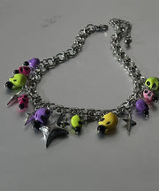 Fashion Rainbow Alloy Acrylic Colored Skeleton Lariat Necklace