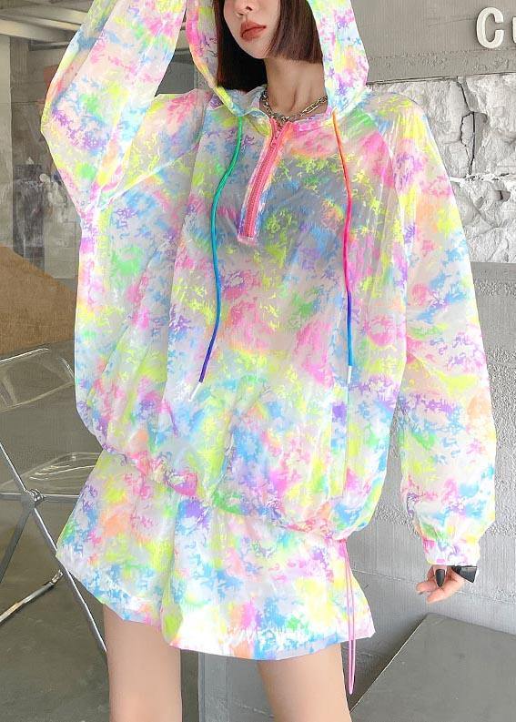 Fashion Rainbow Tie Dye UPF 50+ Coat Jacket Two Pieces Set Summer - bagstylebliss