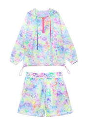 Fashion Rainbow Tie Dye UPF 50+ Coat Jacket Two Pieces Set Summer - bagstylebliss