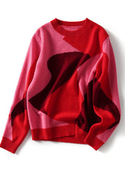 Fashion Red O-Neck Knit Winter sweaters