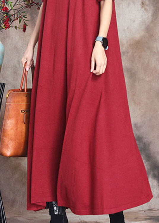 Fashion Red Retro Knit Slim Fit Herbst Long Sweater Dress