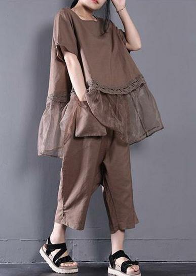 Khaki Summer Outfit Two Pieces Set - bagstylebliss