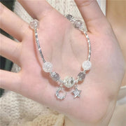 Fashion White Crystal Zircon Star Moon Charm Bracelet