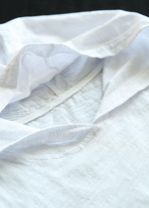 Fashion White Hooded Asymmetrical Design Summer Cotton Top Sleeveless - bagstylebliss