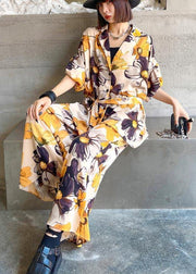 Fashion Yellow Print Two Piece Suit - bagstylebliss