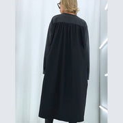 Fashion black Cotton Tunics plus size Outfits patchwork daily Dresses