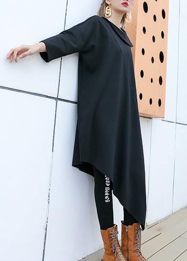 Fashion black patchwork cotton outfit o neck half sleeve Robe summer Dresses - bagstylebliss