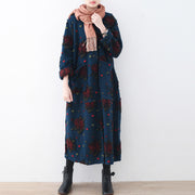 Fashion blue long coat plussize cardigans Elegant jacquard long coat floral