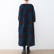 Fashion blue long coat plussize cardigans Elegant jacquard long coat floral